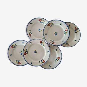 Lot de 6 assiettes plates elvire" Fenal Frère