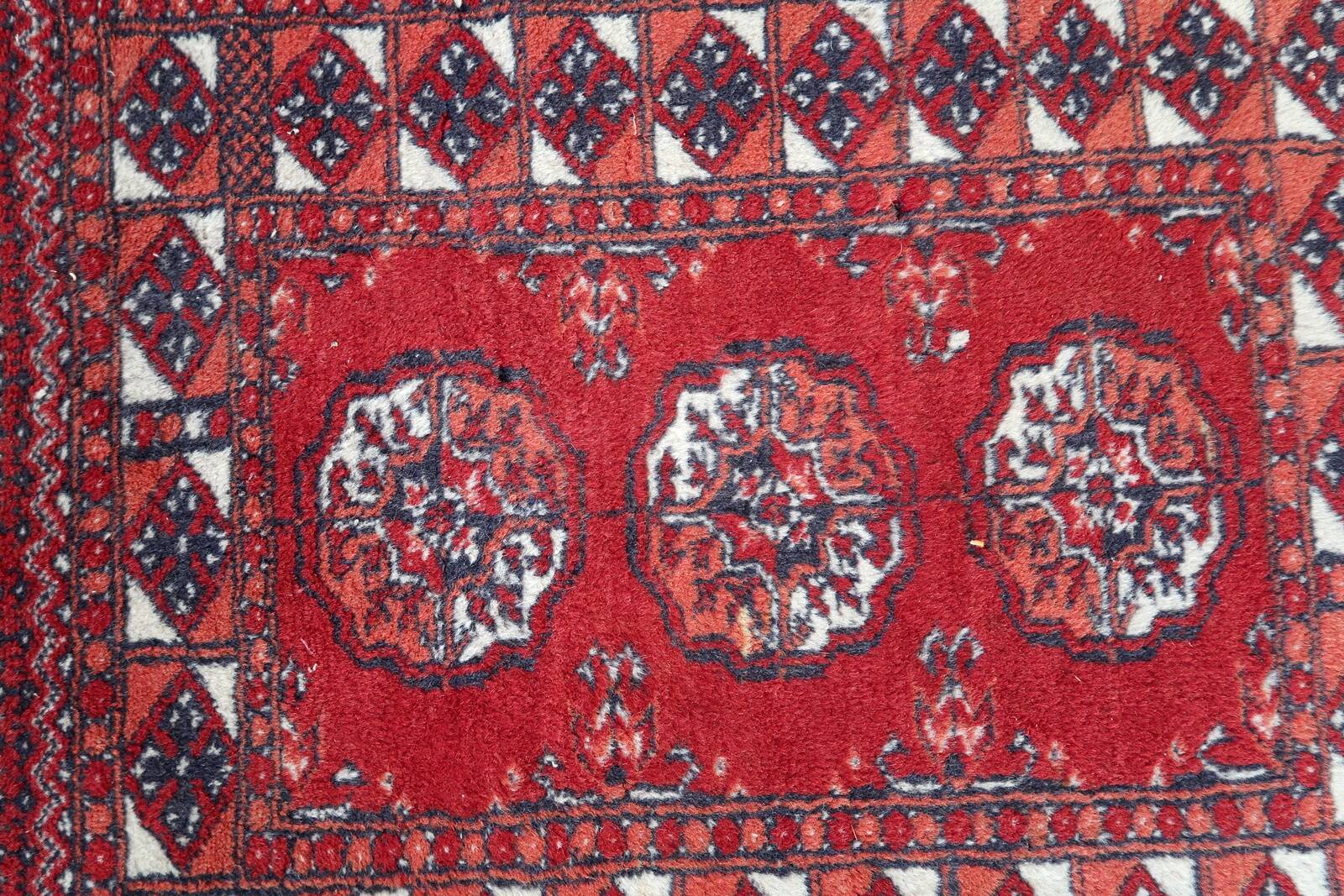 Tapis vintage fait main Afghan Ersari 62cm x 88cm (1970s) en laine