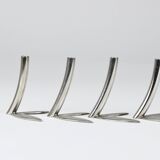 Werkstätte Hagenauer Up to 6 Soliflore Vases Leaf, Brass & Nickel, Vienna, 1960s