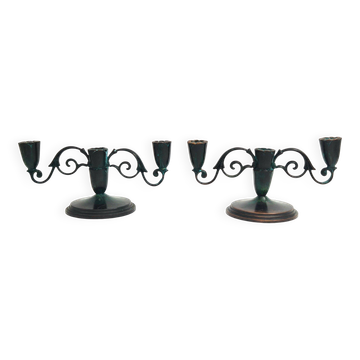 Pair of rare decorative bronze candelabra, Danish Grace 1920s/30s