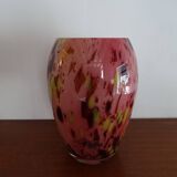 La rochere glassware vase in pink and multi-colored multi-layered glass signed