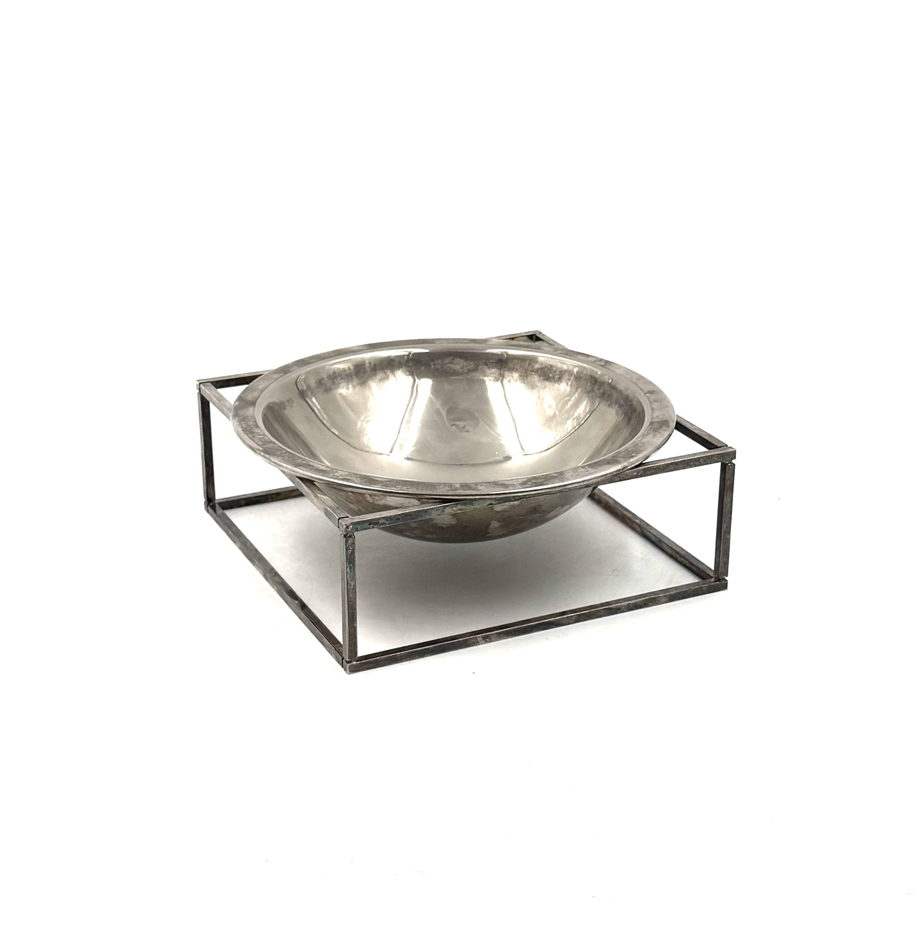 Mid-century modern silver-plated bowl / vide poche, PM Italy 1970s