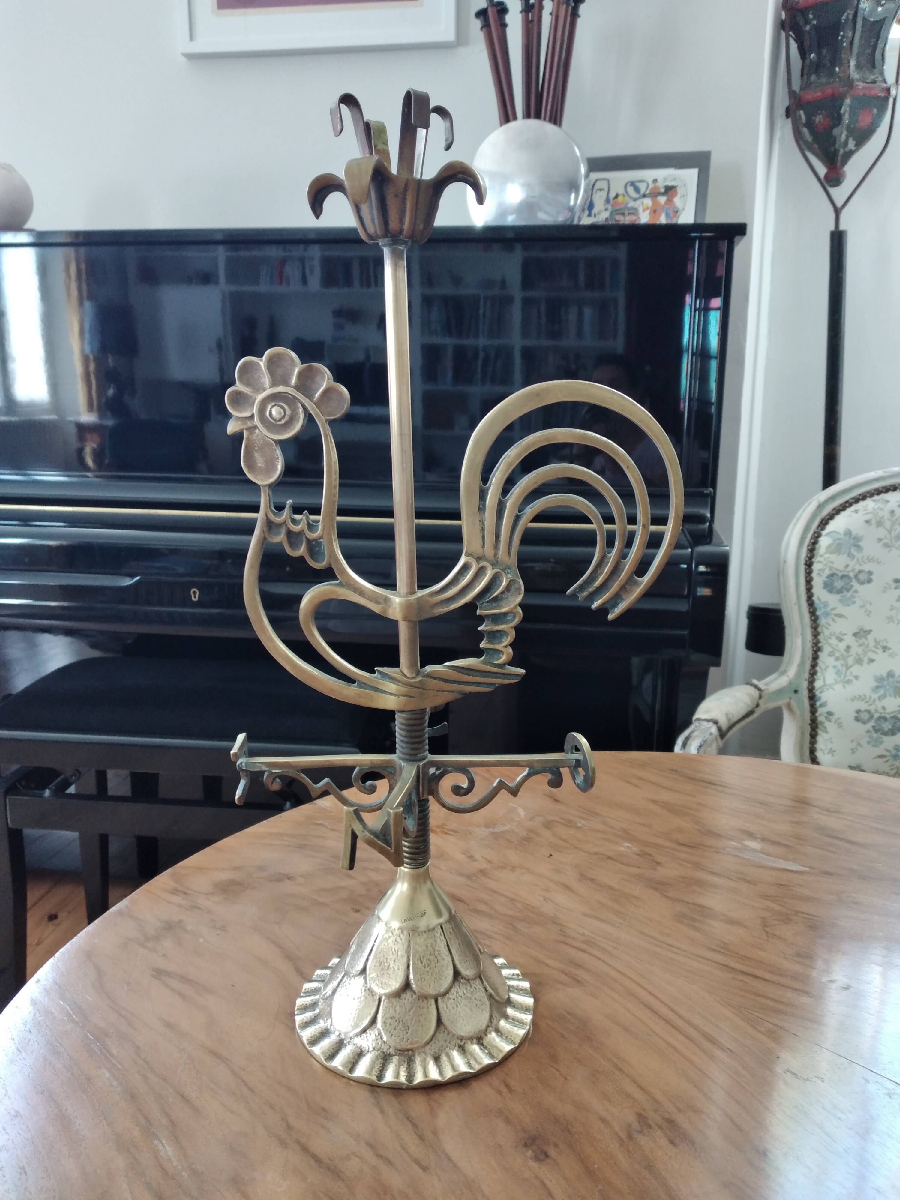 Max Le Verrier rooster candle holder