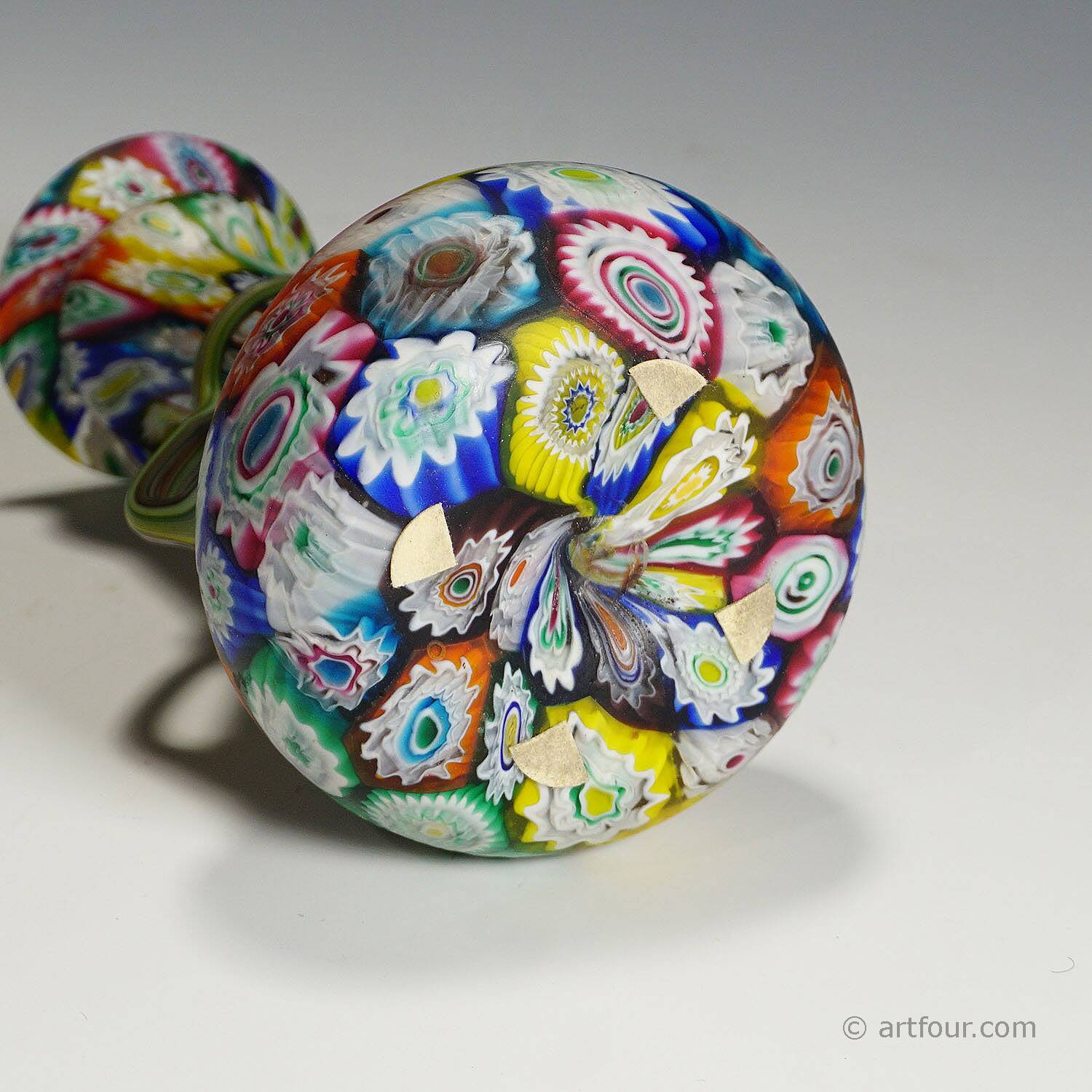 Multicoloured millefiori murrine vase by Fratelli Toso, Murano, early 20th century.