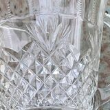 Carafe en verre et cristal transparent, ciselées, motif ananas ancienne