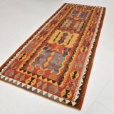 5x12 Soft Red and Orange Anatolian Kilim Rug, Wool Kilim Carpet, 139x377Cm