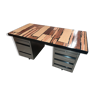 Metal desk and wood veneer