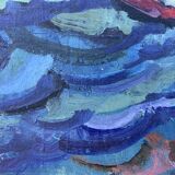 Peinture à l'huile moderniste vintage Paysage abstrait Gerhard Larsson 1960