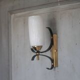 Vintage brass and iron wall light from the 1960s, Arlus.