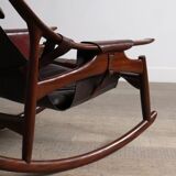 Liceu de Artes e Oficios rocking chair with ottoman, Brazil 1960s