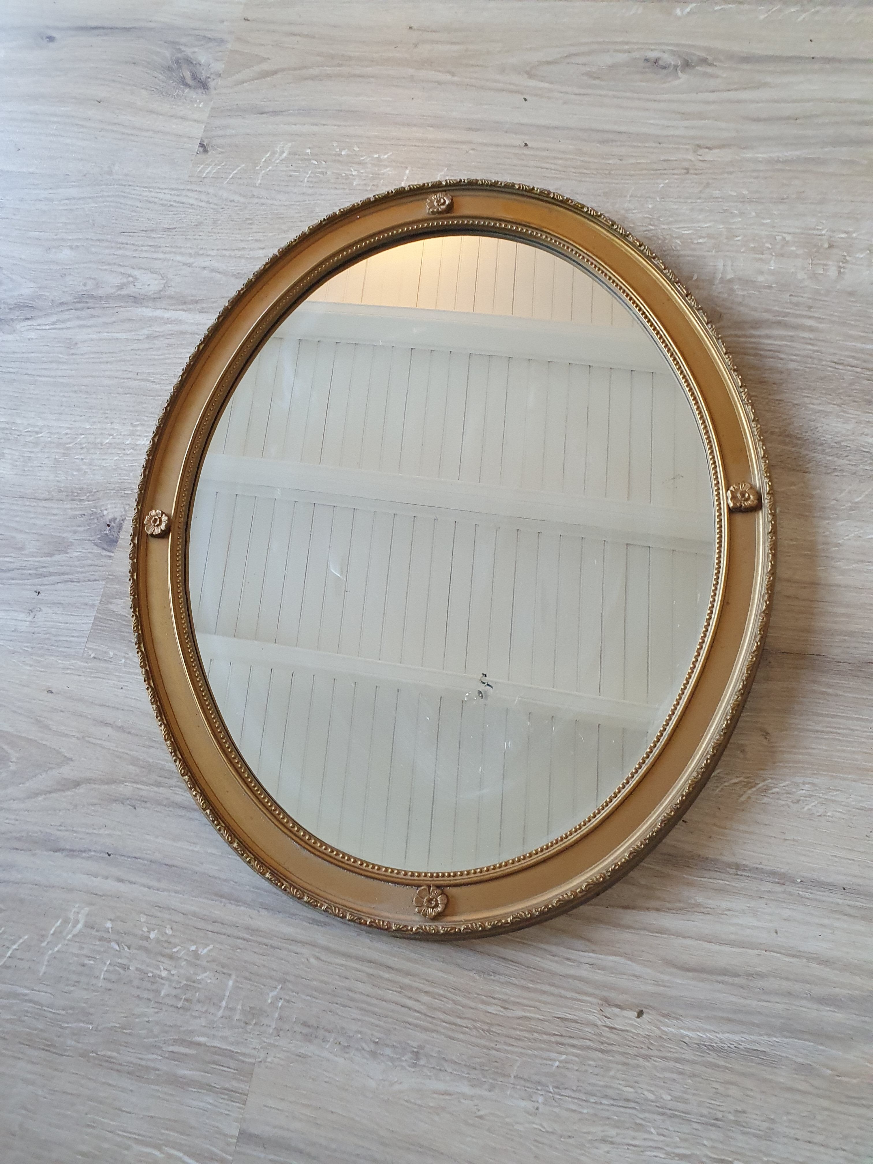 vintage mirror oval gilded with flowers 51 of 42