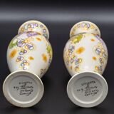 Pair of hand-painted ceramic vases in Dutch Art Nouveau Gouda PZH, 'Violetta', 1899