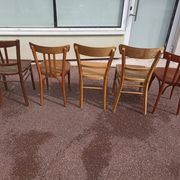 Set of 16 mismatched wooden bistro chairs - vintage - luterma