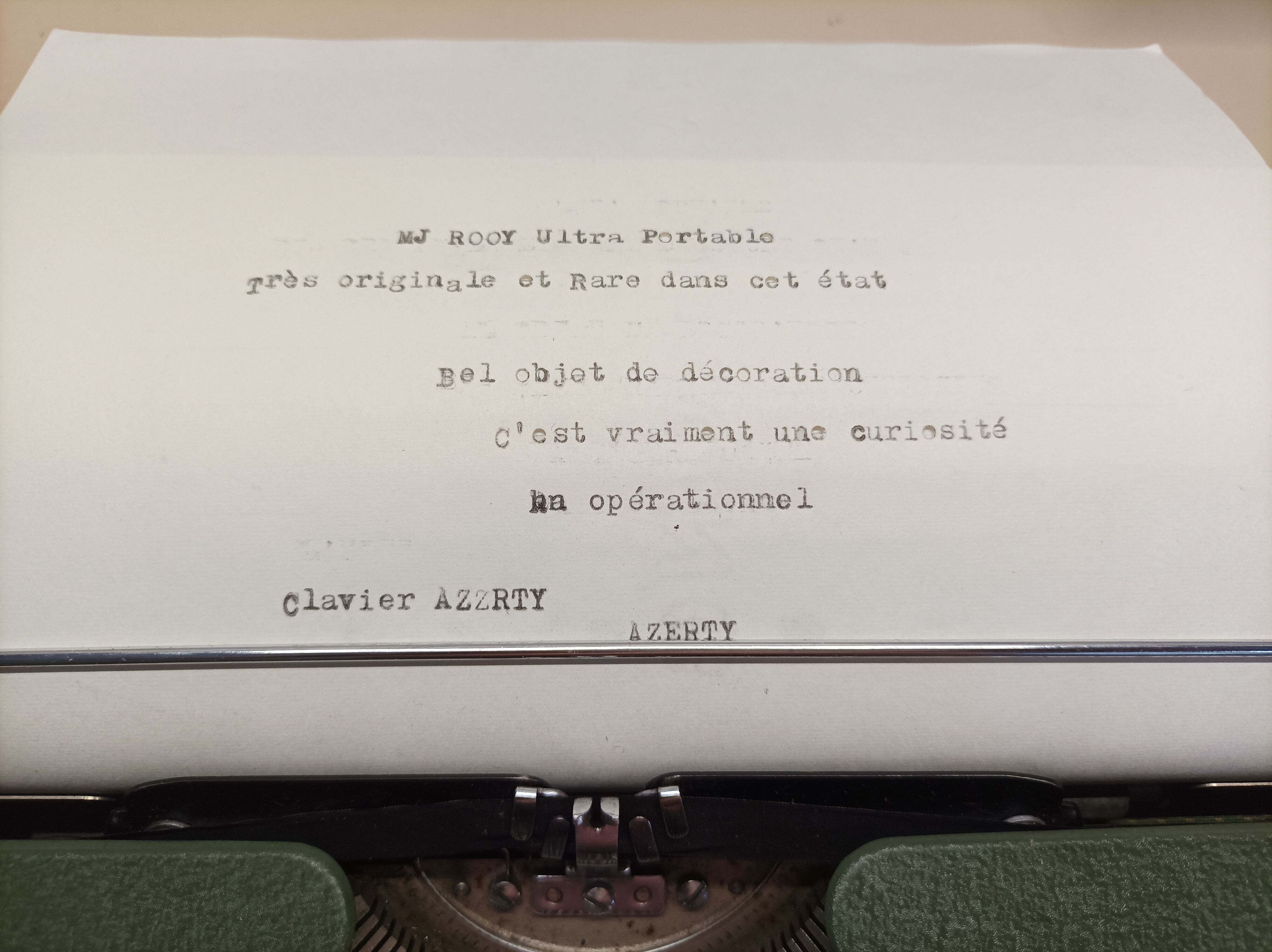 M.j. rooy portable typewriter - made in france 50s