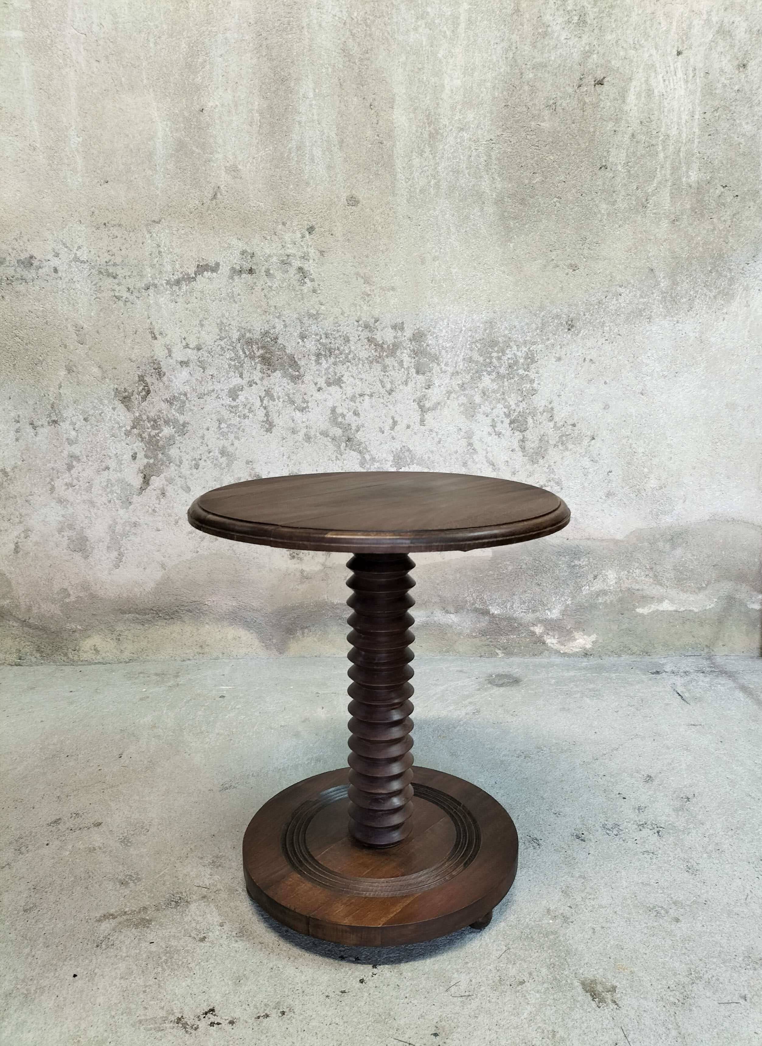 Turned wooden pedestal table