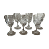6 verres à eau anciens en cristal gravé signés Saint-Louis