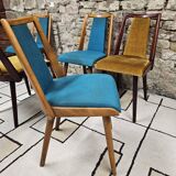 Set of 5 vintage spindle foot bistro chairs 1960"