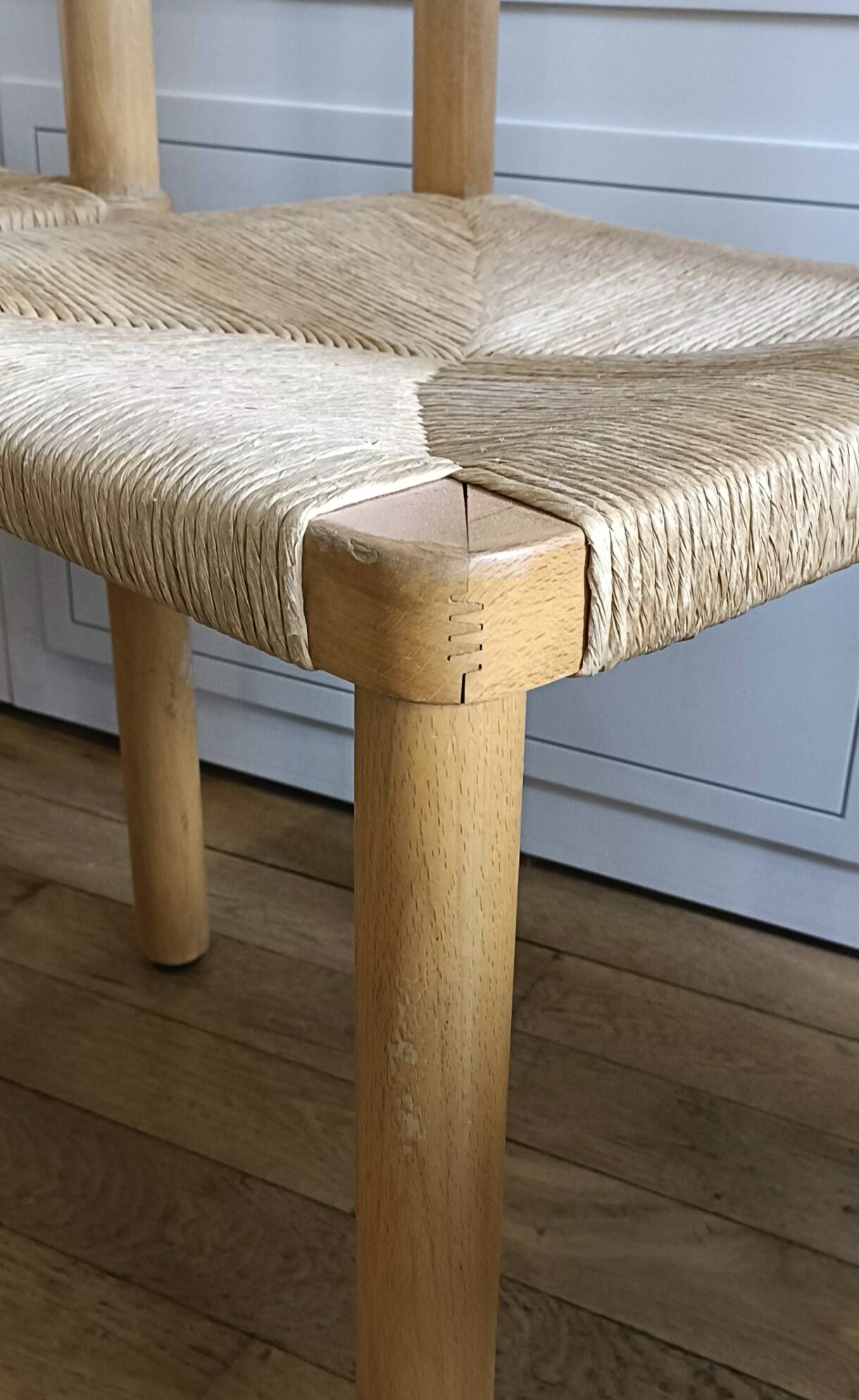 Série de 4 chaises scandinaves assise corde années 60