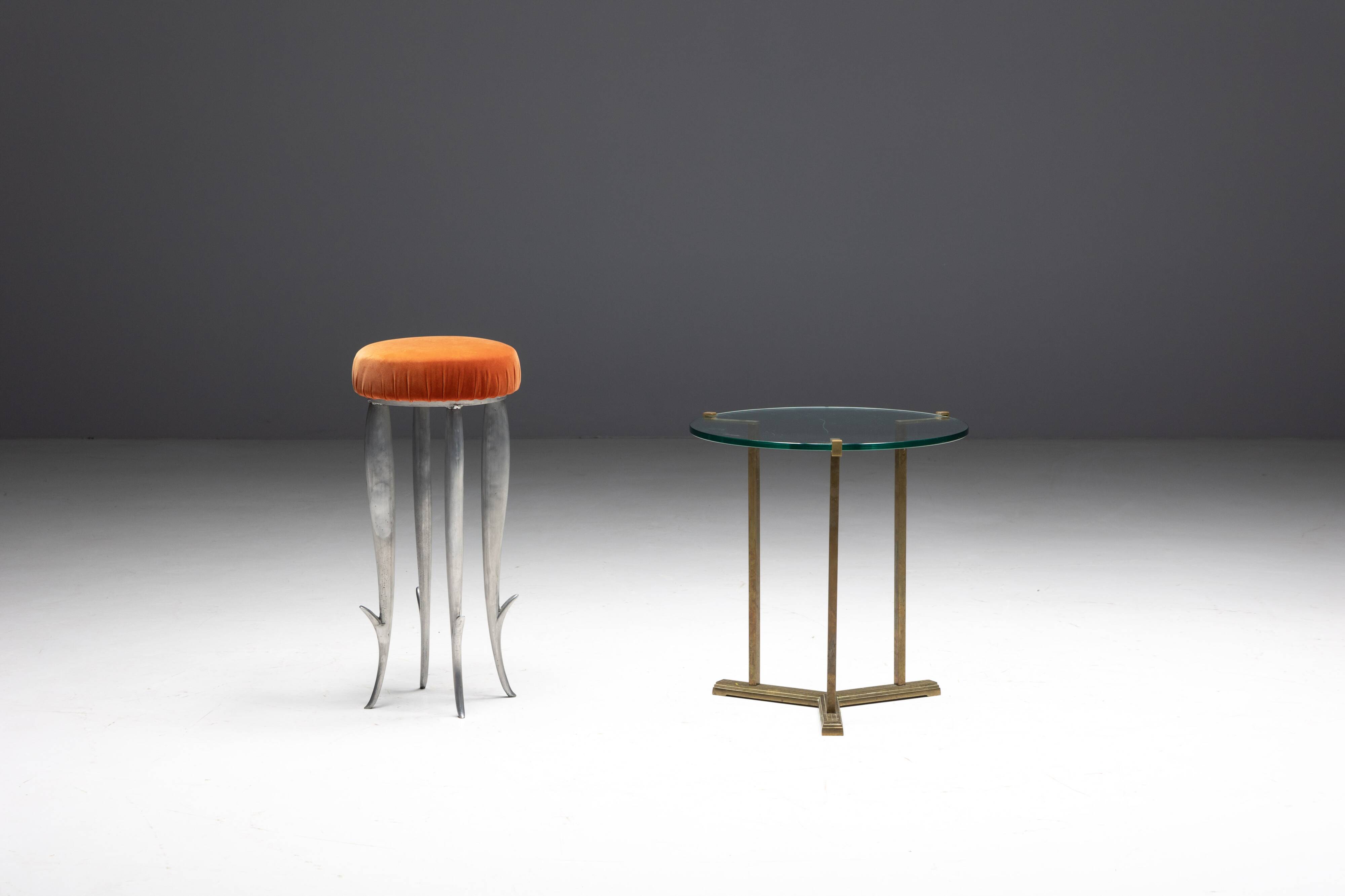 Side Table by Peter Ghyczy in Brass and Glass, Netherlands, 1970s