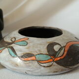 Vase boule Raku moderniste effet glaçure signé