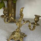 Pair of bronze rocaille candlesticks