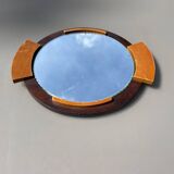 Art deco wood and mirror tray