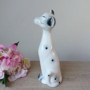 Large romantic ceramic Dalmatian dog figurine from the 1970s,