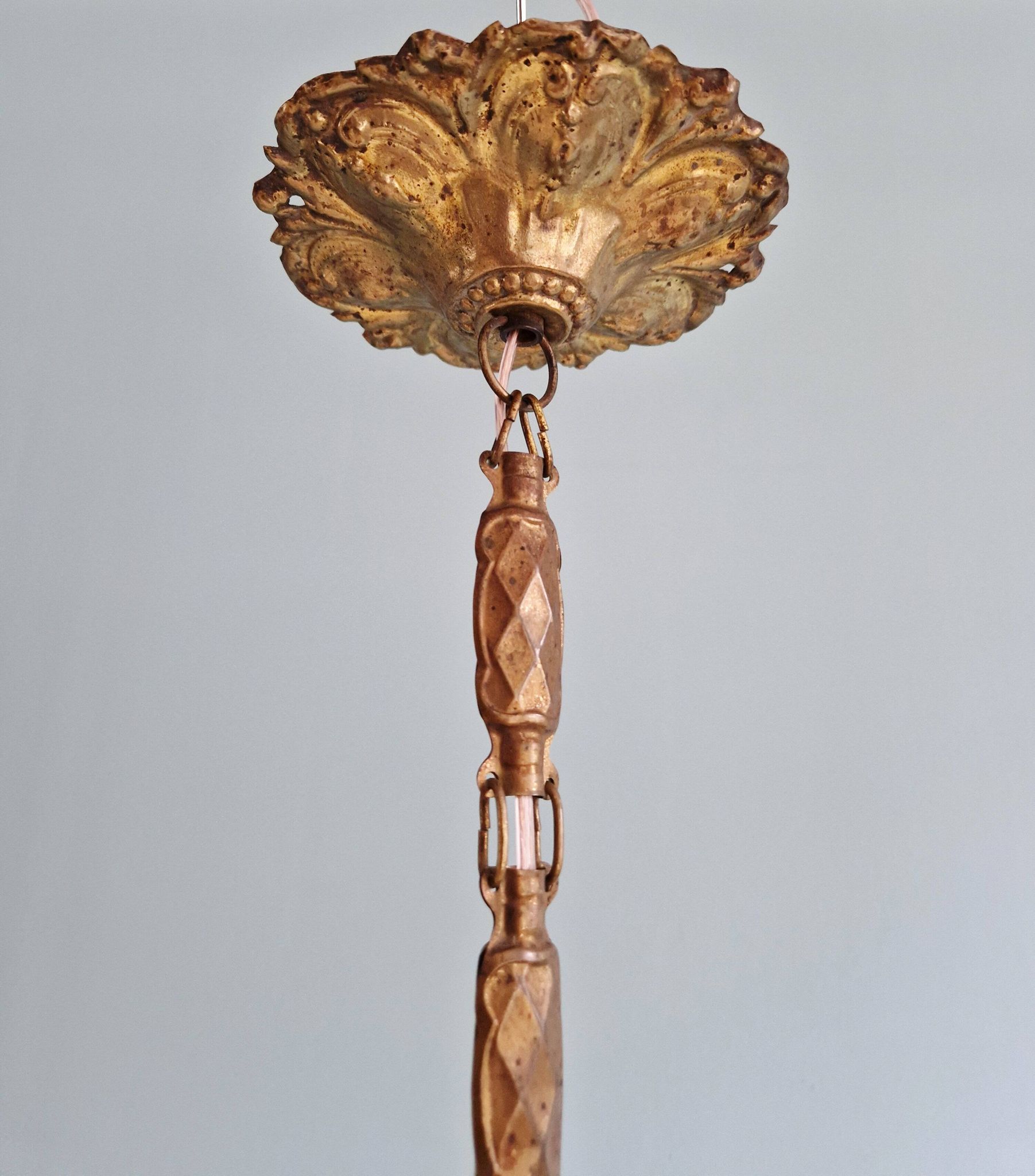 Art Deco pendant light in fluted transparent glass, 1920s-30s.