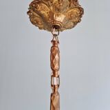 Suspension art déco en verre transparent festonné, années 1920-30