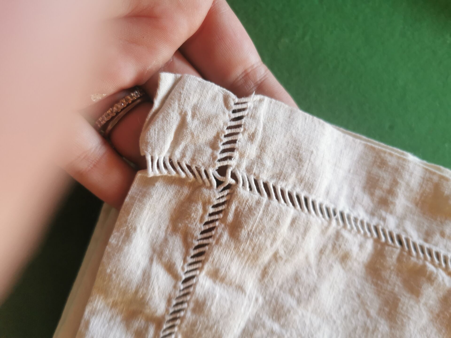 Pair of antique linen pillowcases with monogram