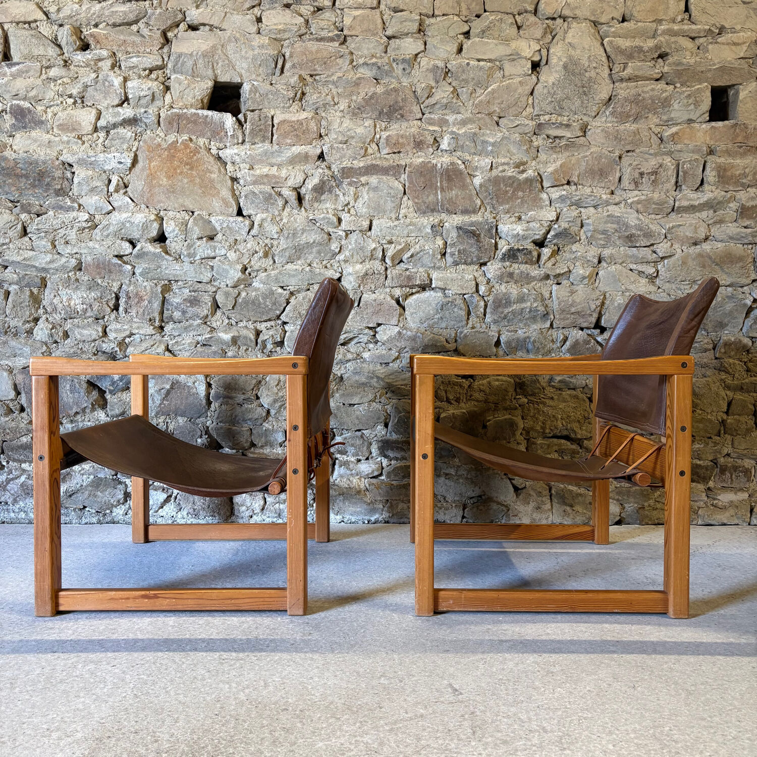 2 leather chairs Diana by Karin Mobring for IKEA, 1970