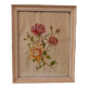 Old painting, gouache on paper, floral composition with roses, framed, under glass