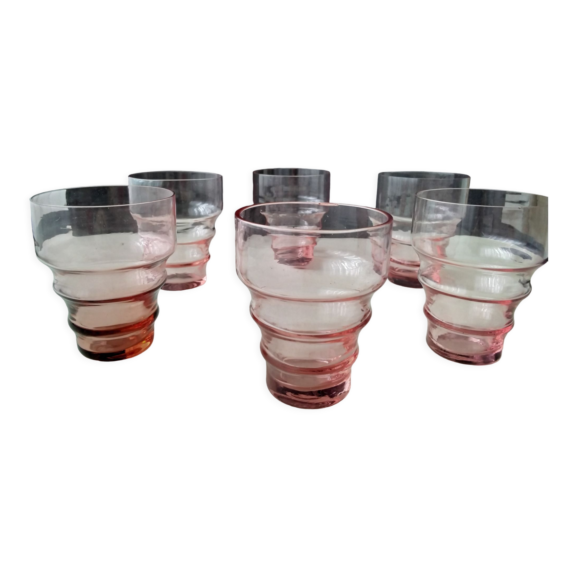 6 Rosé glass table glasses 30s-40s