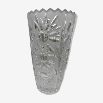 Large glass vase cut and polished