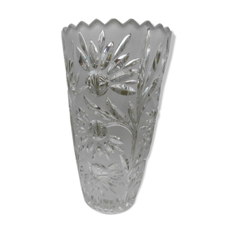 Large glass vase cut and polished