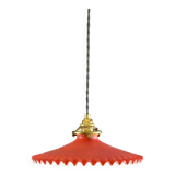 Pendant light in old glass painted red and white. New socket and cable.