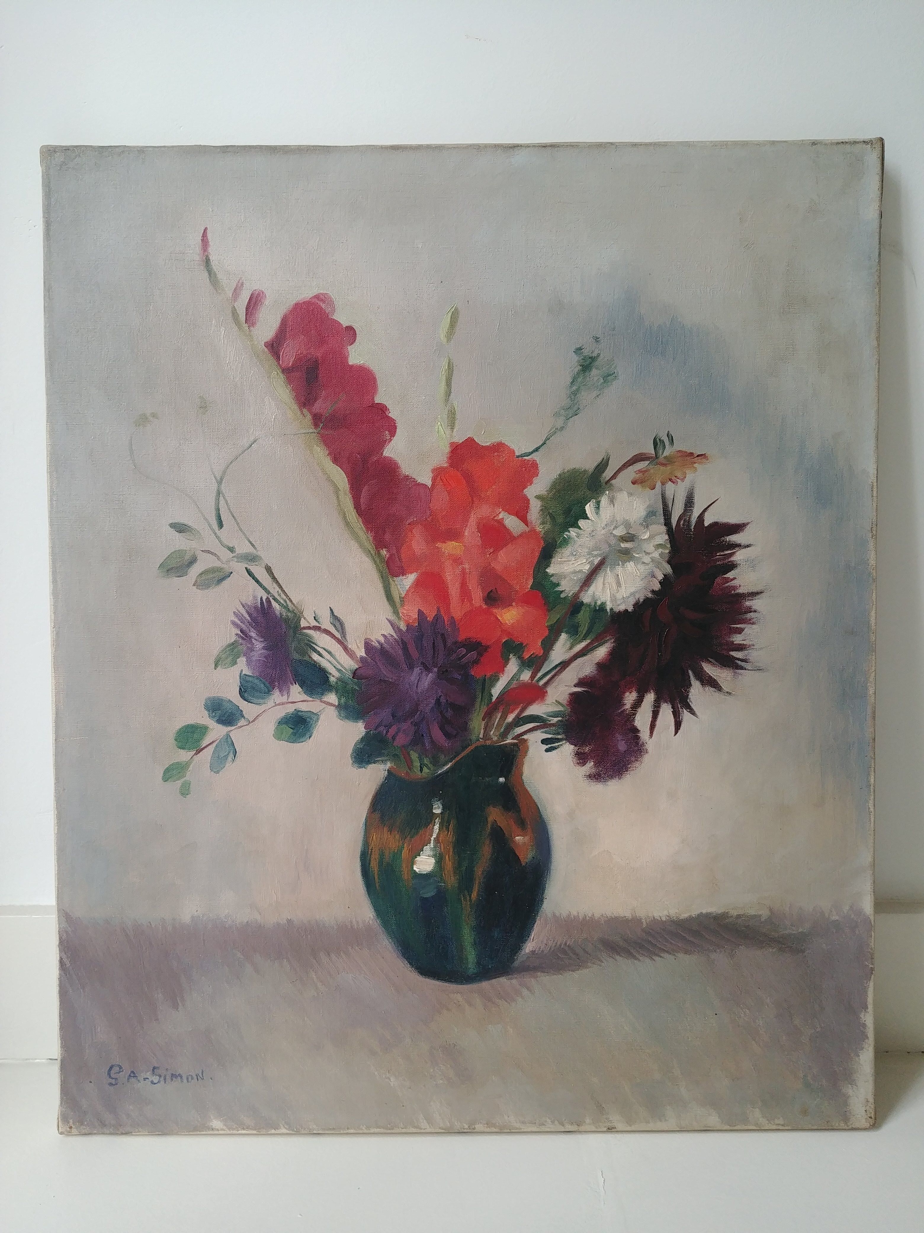 Bouquet glaïeuls and dahlias