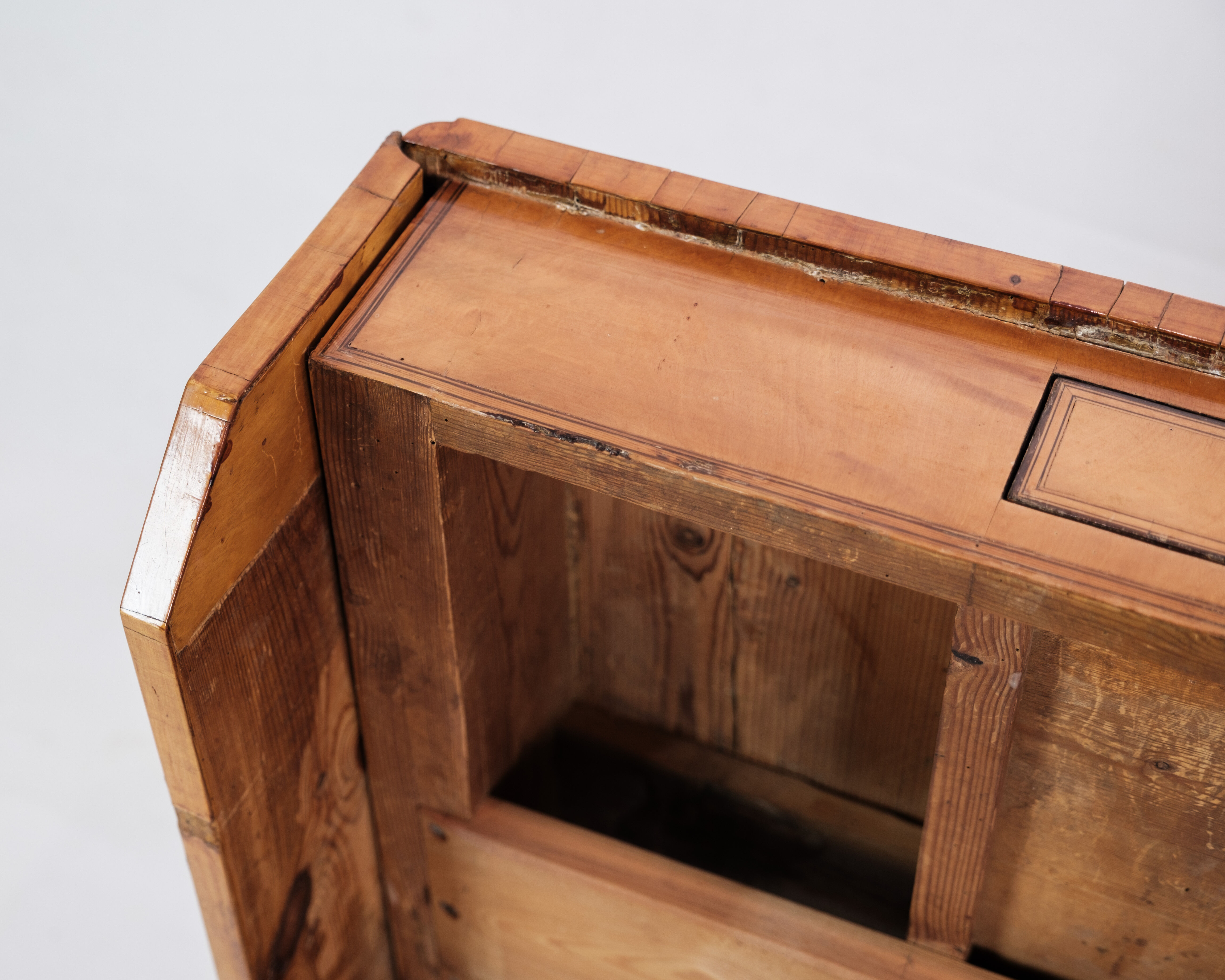 Antique Empire Table with Flaps and Marquetry in Birch Wood from 1840s