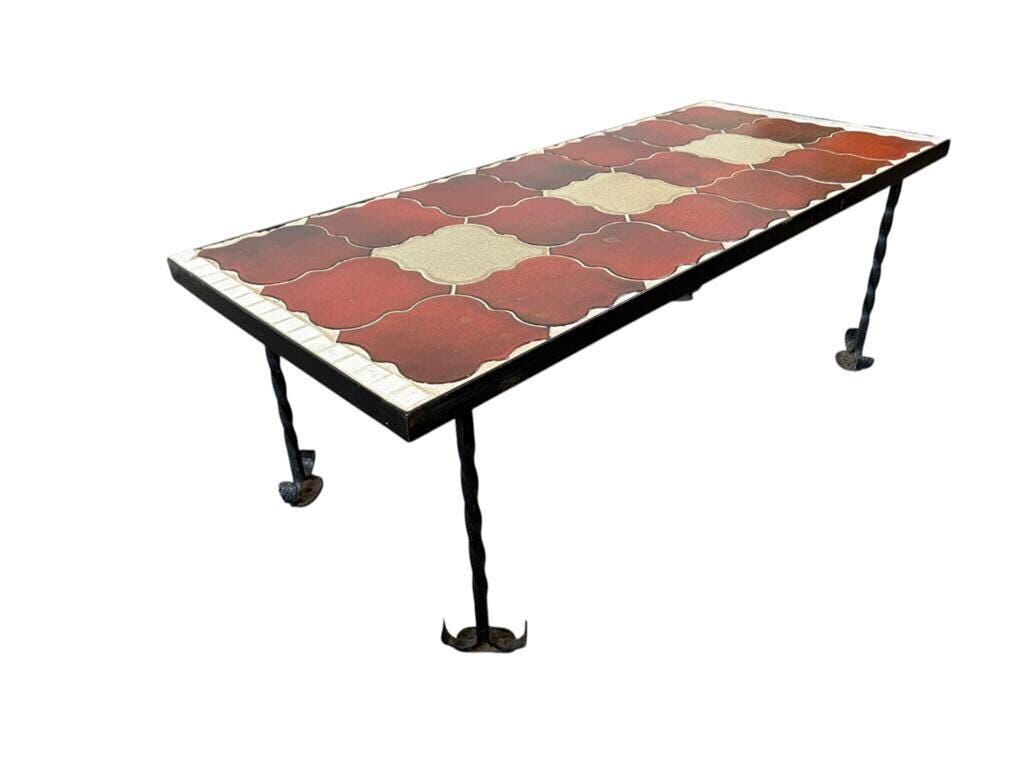 Vintage terracotta red coffee table / checkered table / coffee table