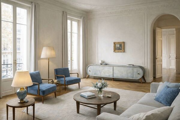 Buffet italien en bouleau turquoise de style Streamline, années 1960