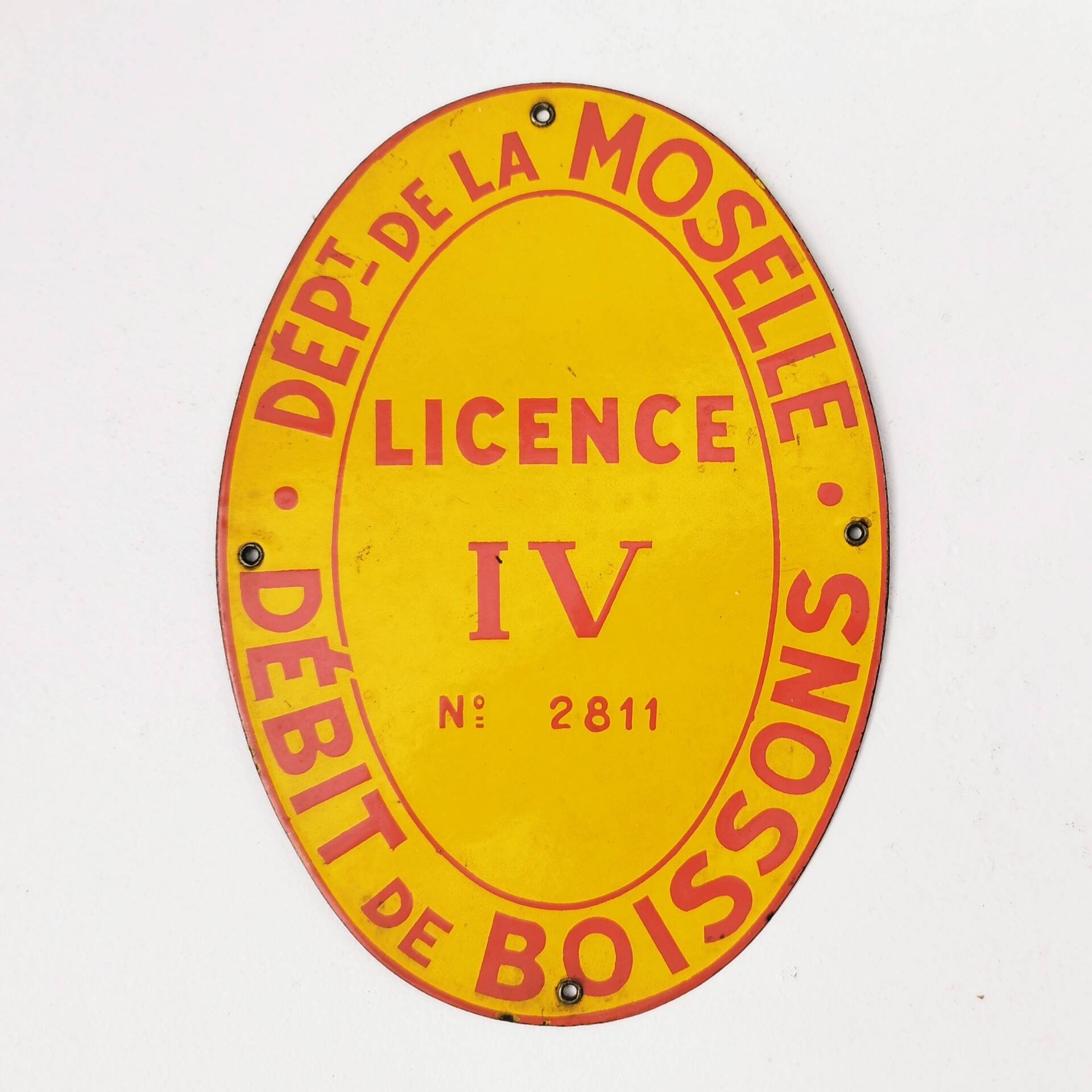 Enameled plaque License IV department of Moselle