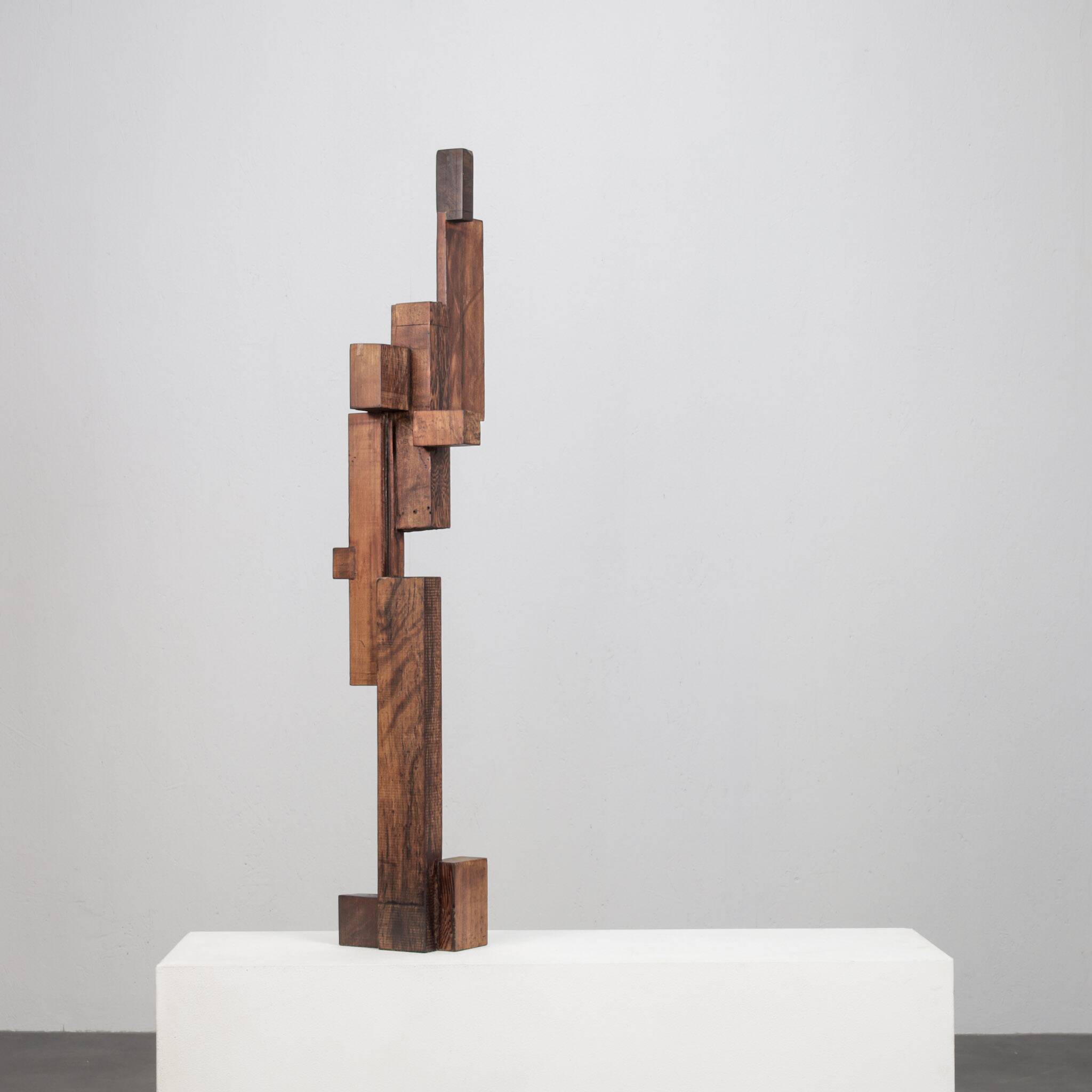Abstract constructivist wooden sculpture, Netherlands, 1970s