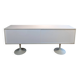 A vintage mid century space age sideboard with white sliding doors