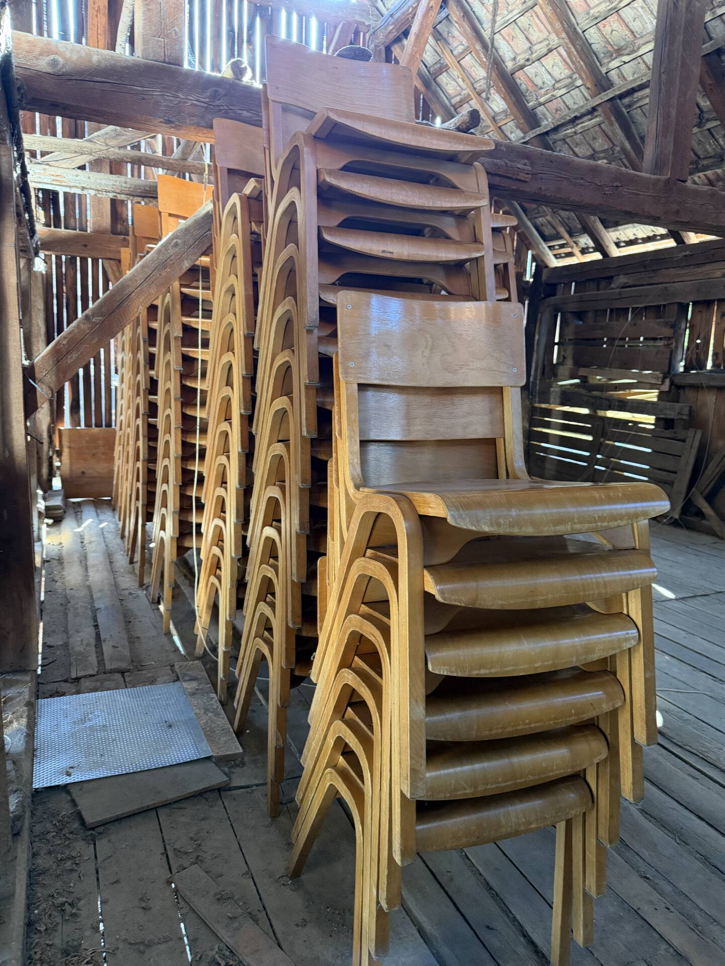 Lot de 50 chaises bistrot empilables vintage 