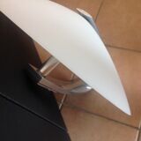 Circular frosted glass wall lamp and aluminum headband by Vetri Murano, vintage 70s-80s