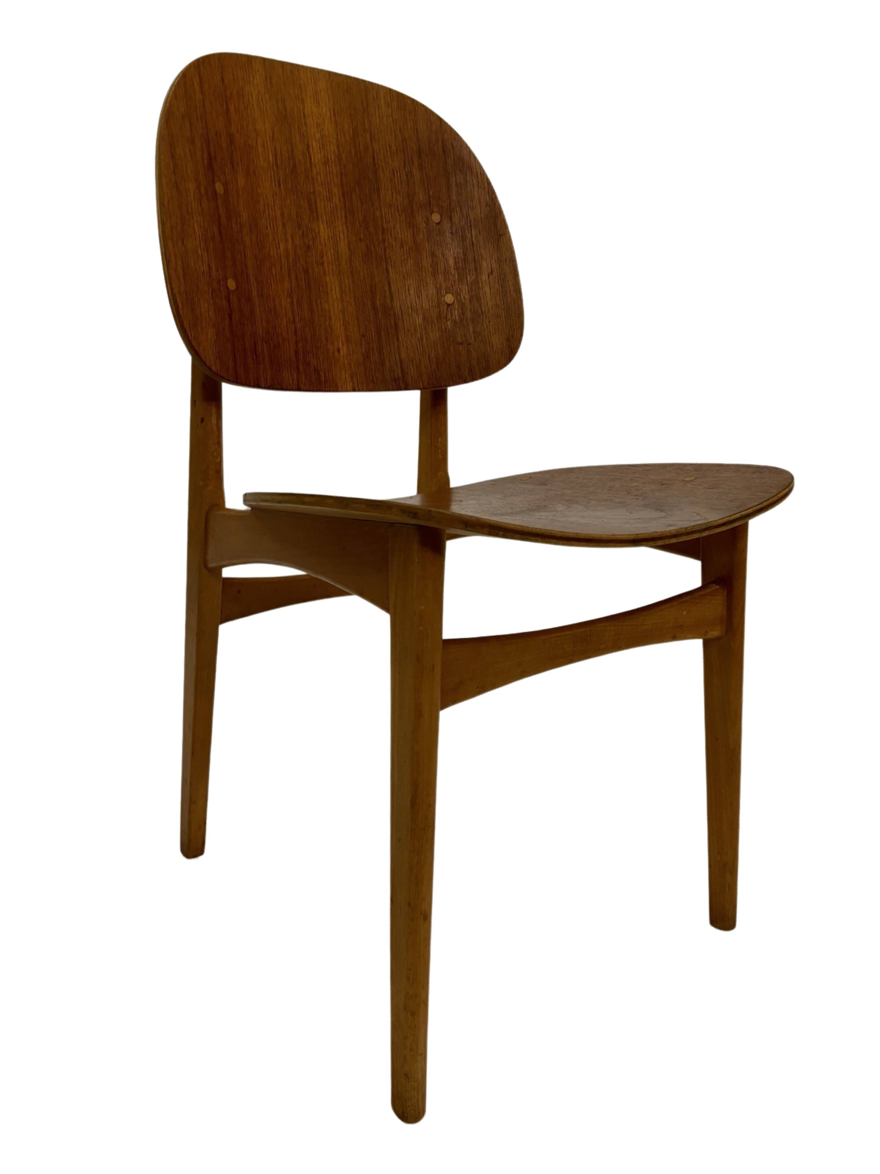 Vintage dining room chair Scandinavian 1960s plywood and teak design