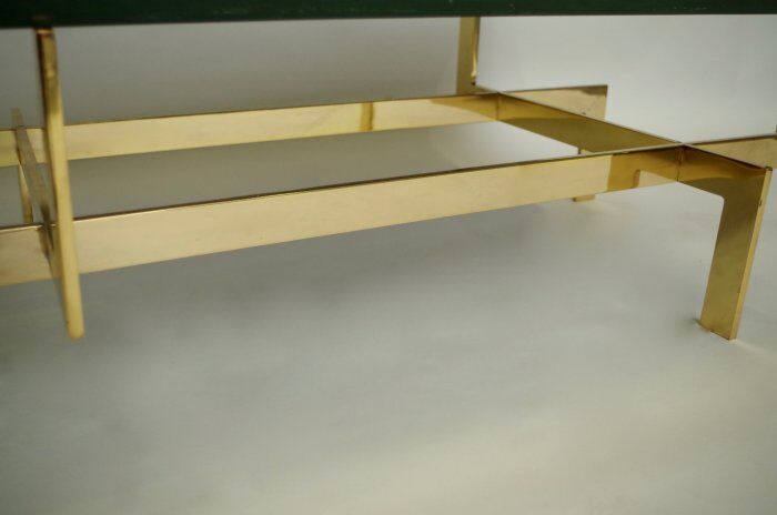 Coffee table veneer of malachite and brass gold circa 1970