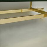 Coffee table veneer of malachite and brass gold circa 1970