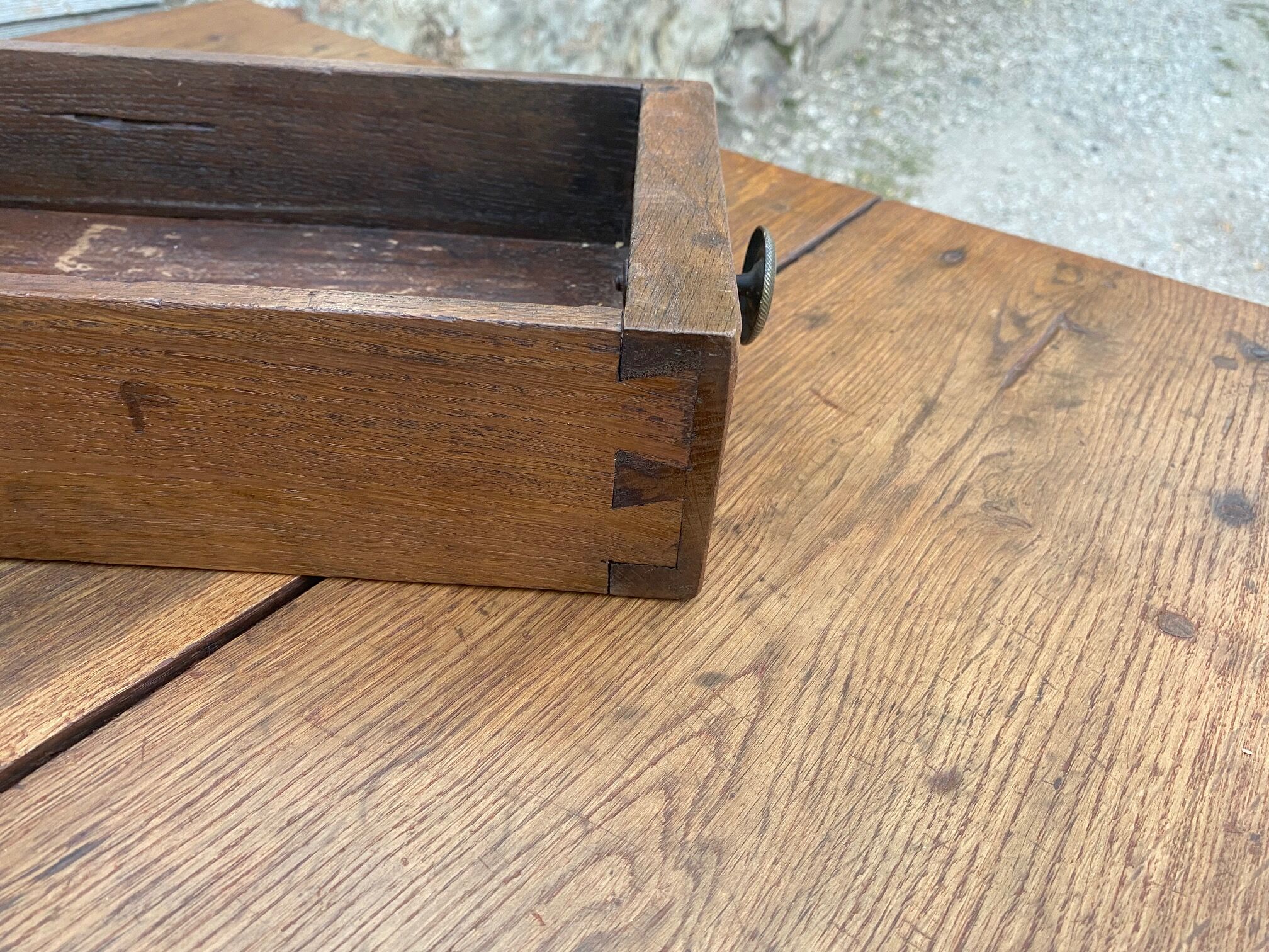 Solid oak farmhouse table with 2 drawers 1900