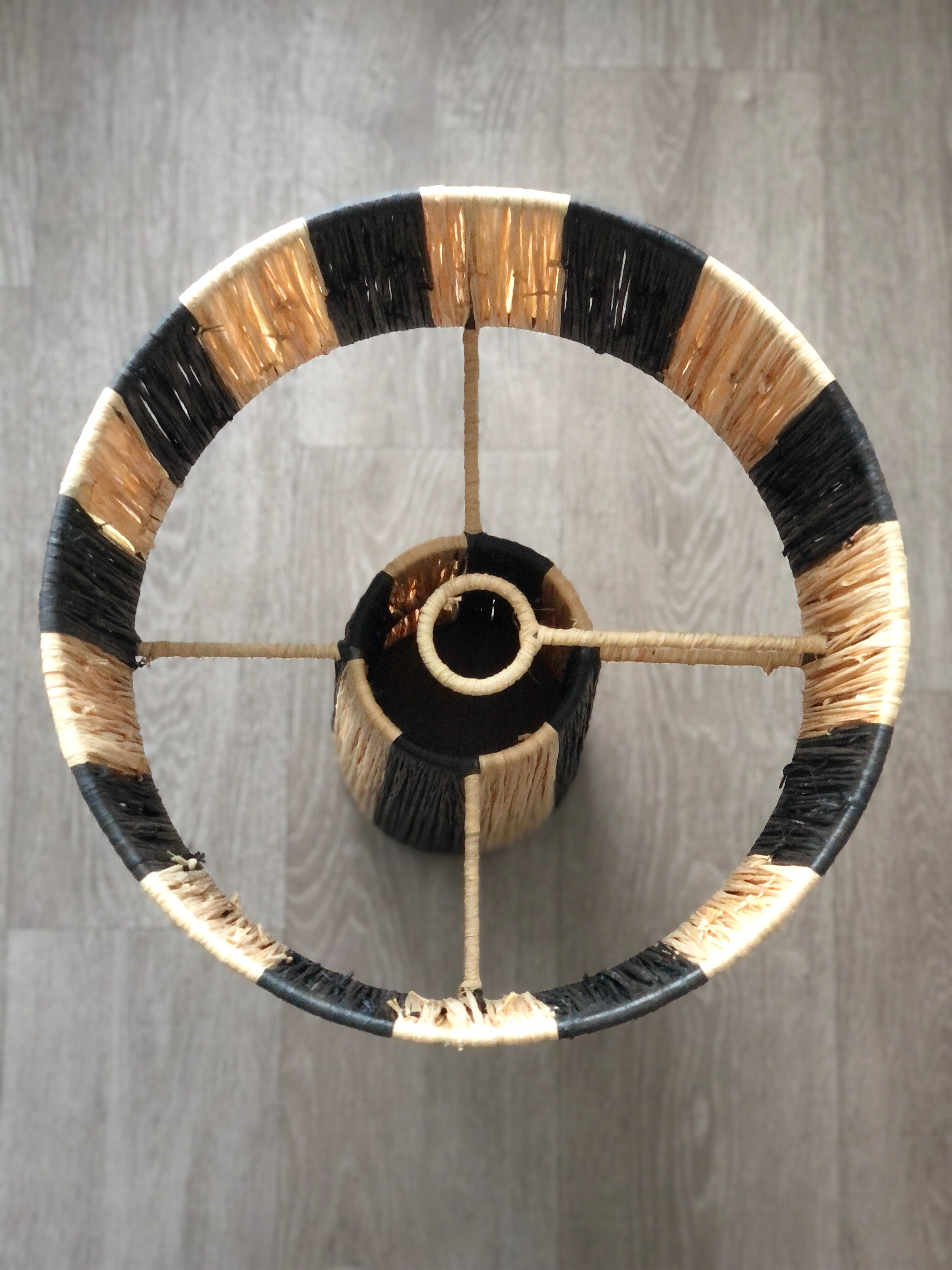 Natural and black raffia lamp 2